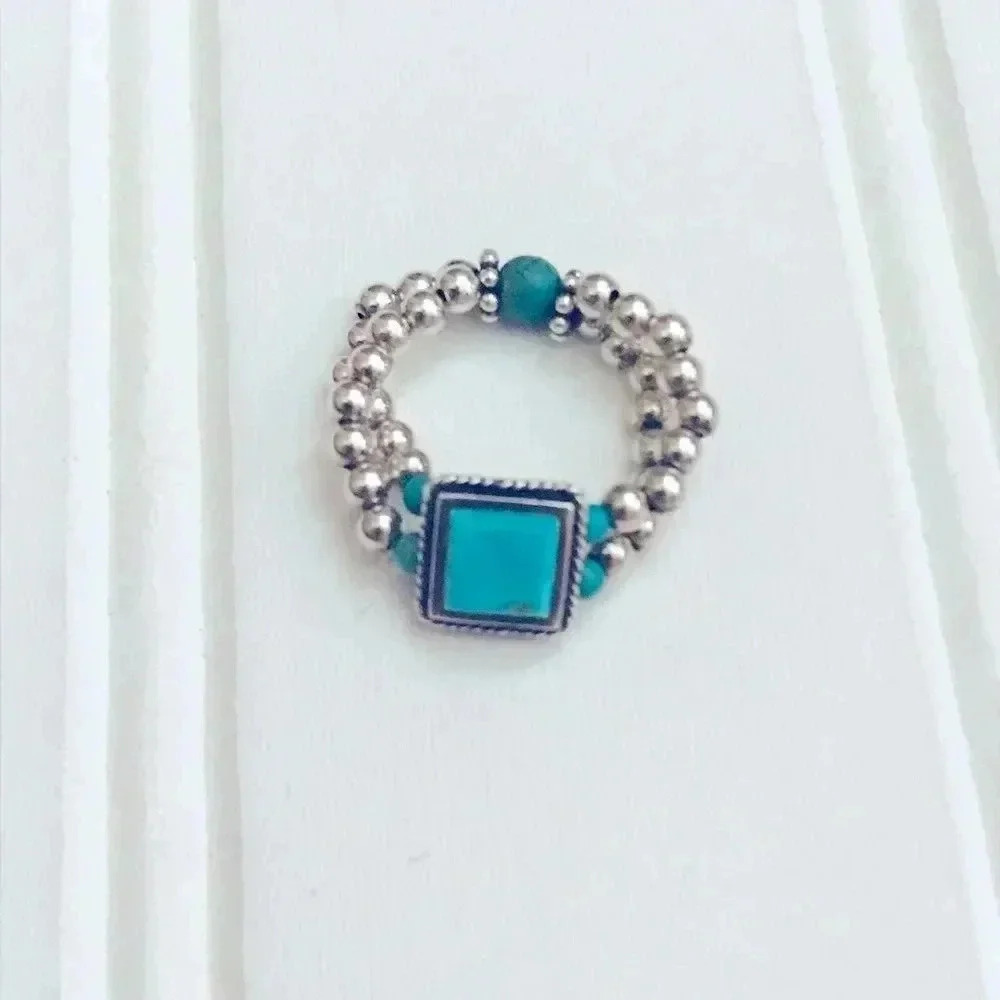 Silpada sterling silver beaded turquoise ring